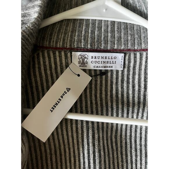 Brunello Cucinelli Cashmere Vanisé English Rib Cardigan w/Zipper IT 62 US XXL - Picture 15 of 16